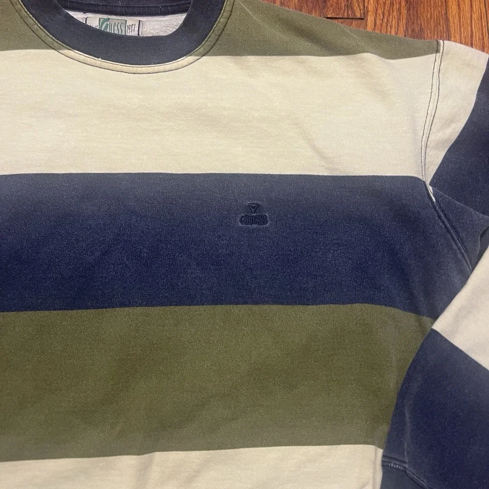 Guess American Tradition Sweater Vintage Men's Size Medium Striped Cotton Multi